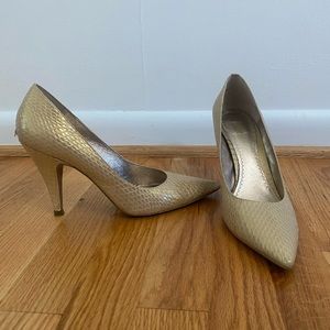 Nordsrom BP gold snakeskin pumps